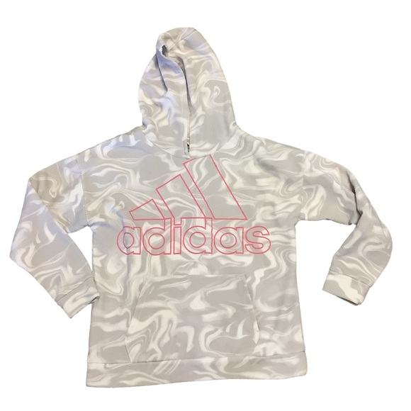 adidas Other - ADIDAS Girls Gray White & Pink Marbled Comfy Hoodie-Size 16